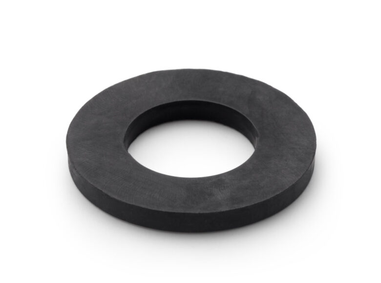 Black rubber sealing ring for plumbing. Isolated on white background.